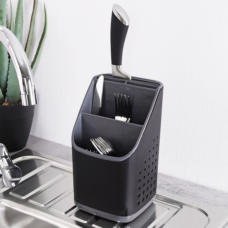 TEMU Black Utensil Holder With Drip Tray