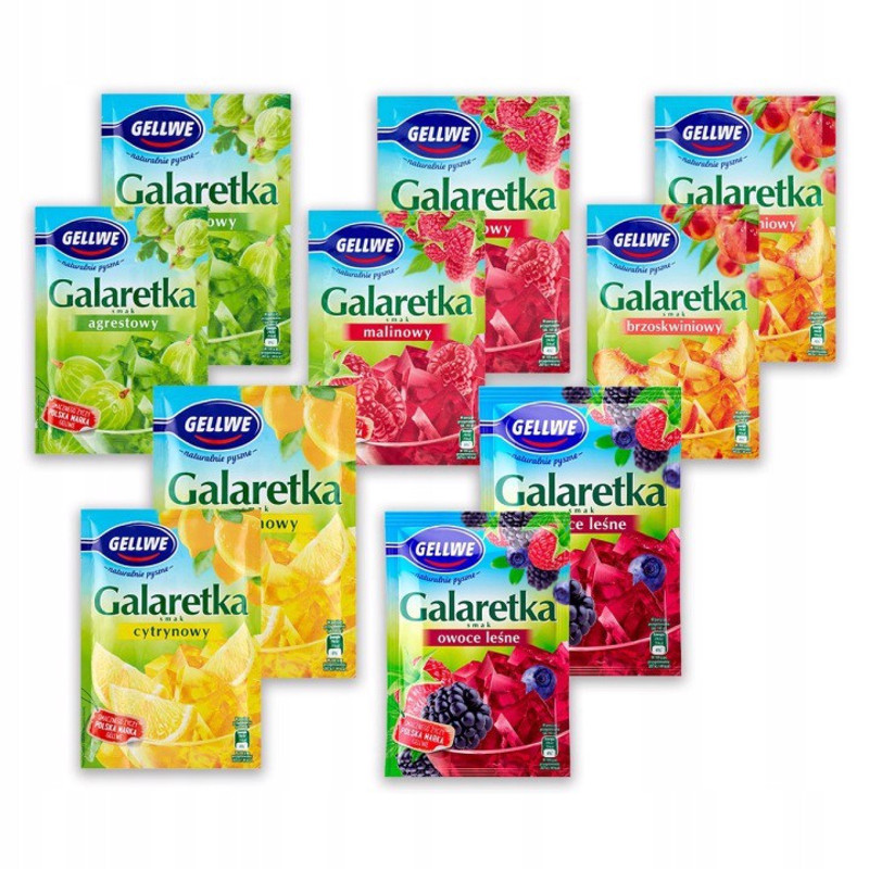 Gellwe Jelly Mix 5 Flavors 72g X 10 Pieces