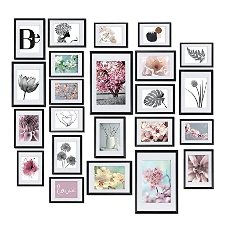 Image of Bomoe Picture Frames, Set Of 24, 10 X 10 X 15 Cm, 8 X 13 X 18 Cm, 4 X 15 X 20 Cm, 2 X 20 X 30 Cm – Picture Frames With Mat – Synthetic Material Wall Decor