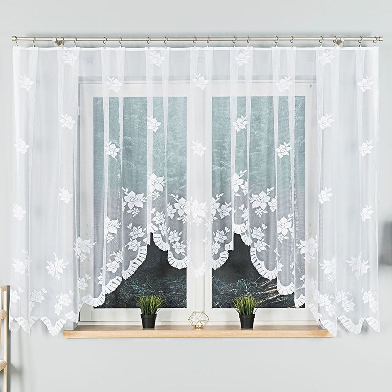 Irena - Jacquard Curtain With A Hem At - 420x160 Cm - White