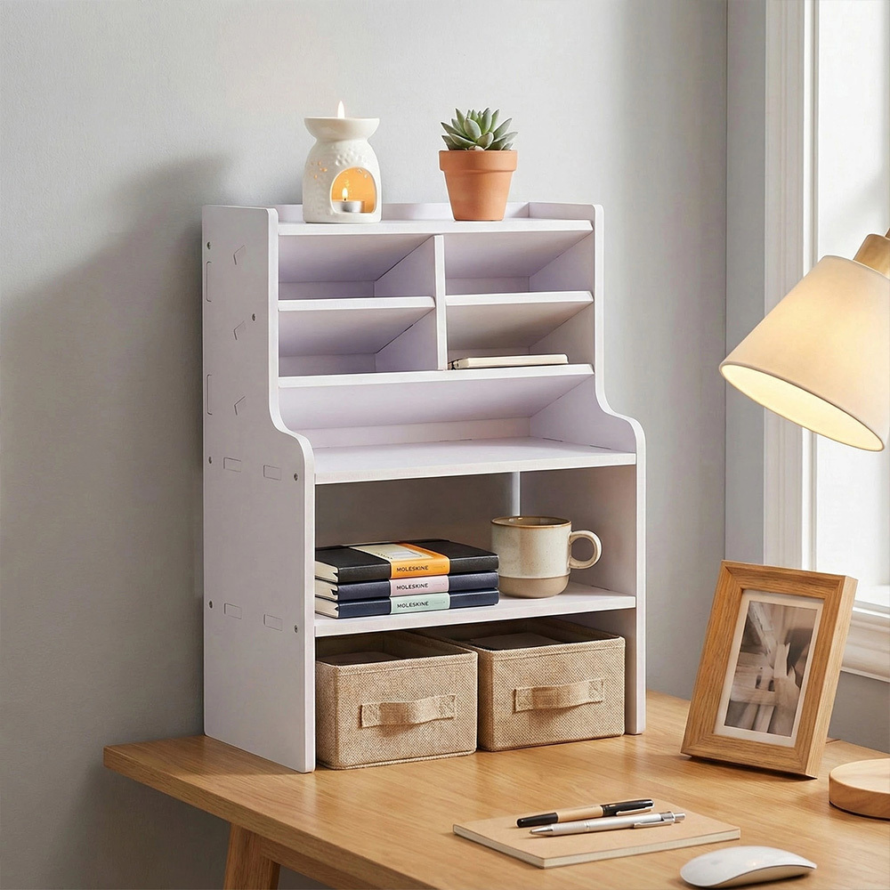50cm Long Bookshelf Rack with Multi Storage Compartments