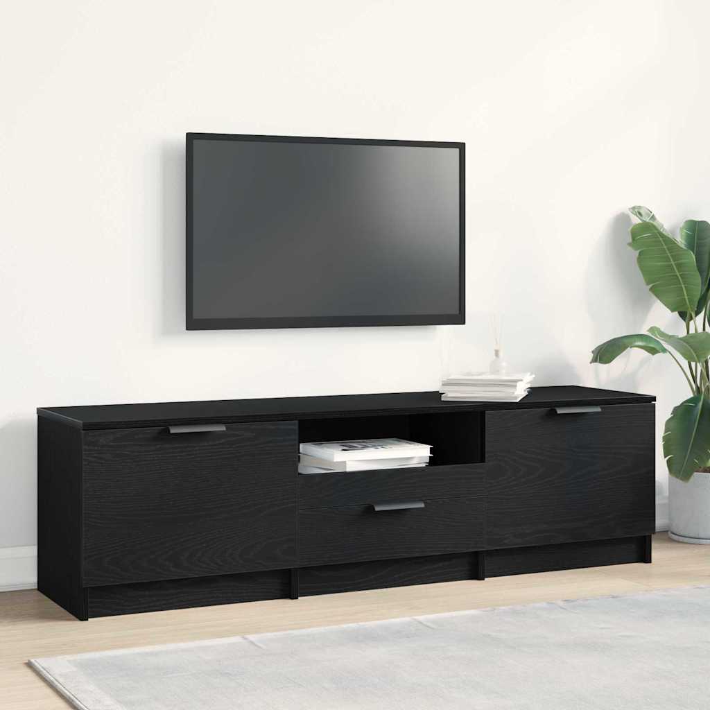 Image of Vidaxl Rectangular Tv Cabinet Oak With 2 Doors And 1 Drawer For Living Room Storage - Durable Wooden Material, Modern Aesthetic For Media Organization And Entertainment Center