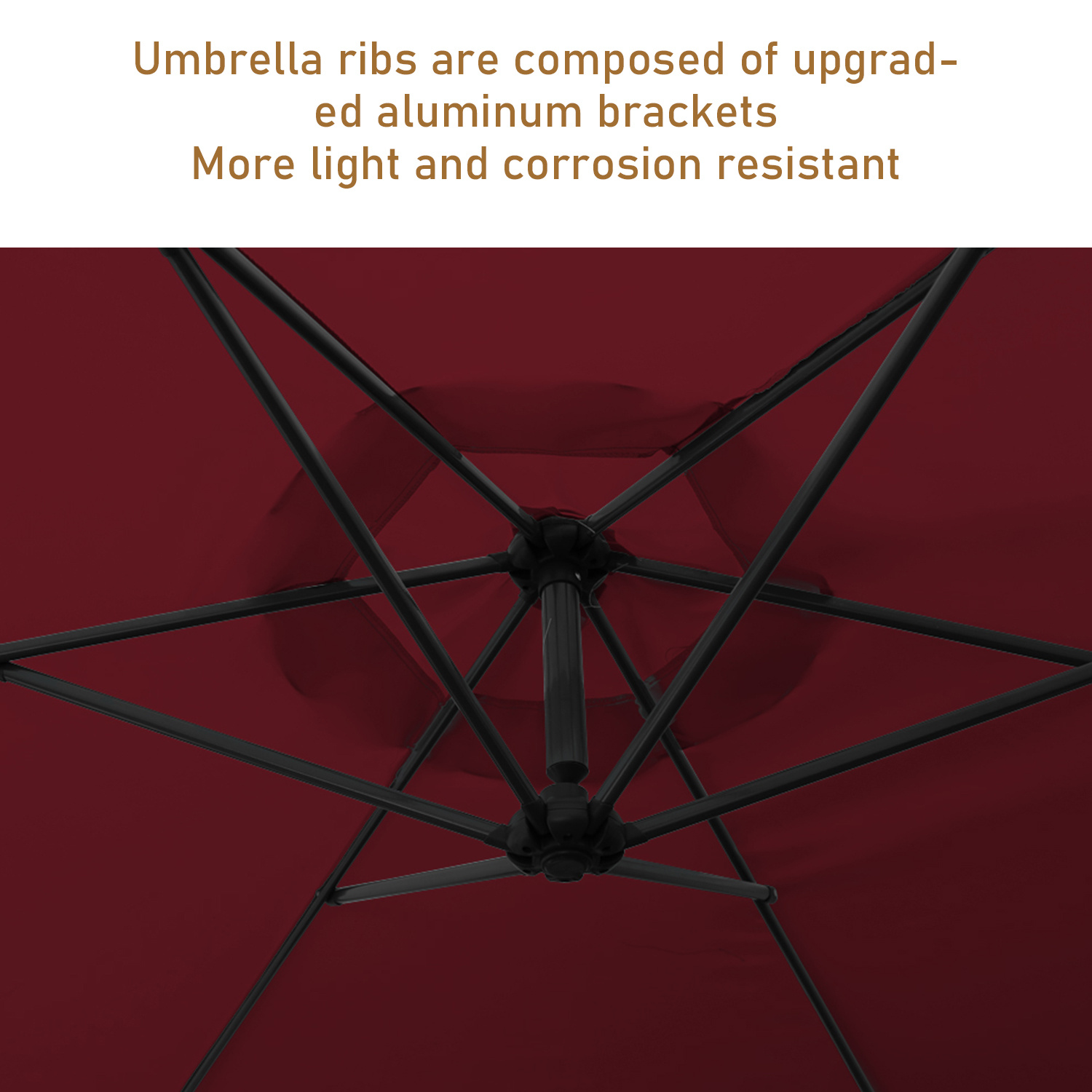 Parasol, parasol cantilever, avec support et lumière, protection solaire, protection UV jusqu'à UV30+, ouverture et fermeture faciles, pour jardin, terrasse, 300 cm