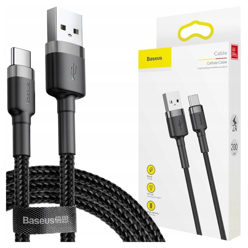 Baseus Cafule Usb-c Cable 3a 0.5m, Fast Charging, High Quality, Compatible With Usb-, Gray-black