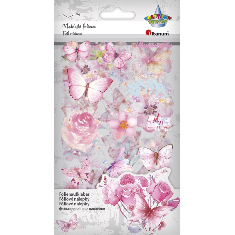 Image of Titanum "flowers And Butterflies" Foil Stickers In Pink Tones