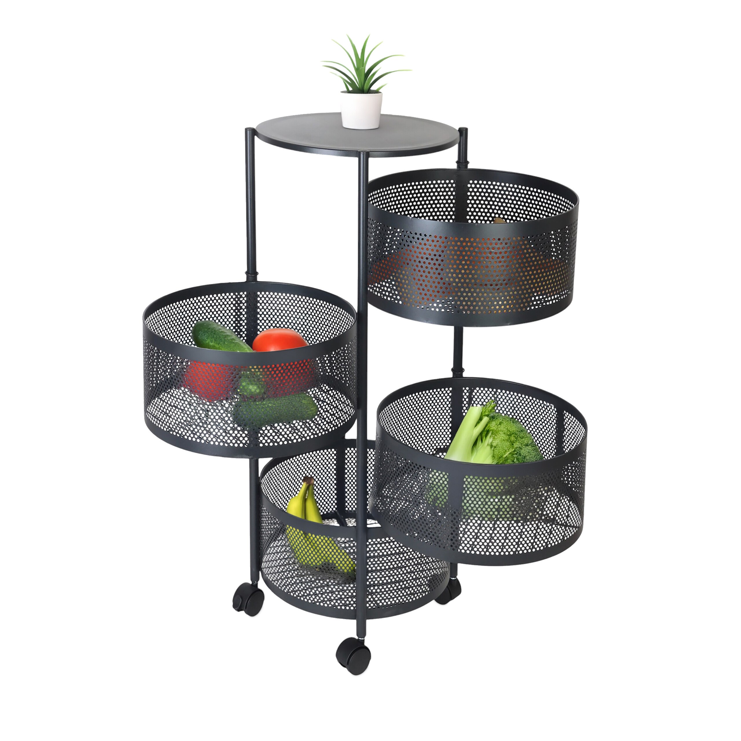Black Kitchen Cart - (h)75 X Ø