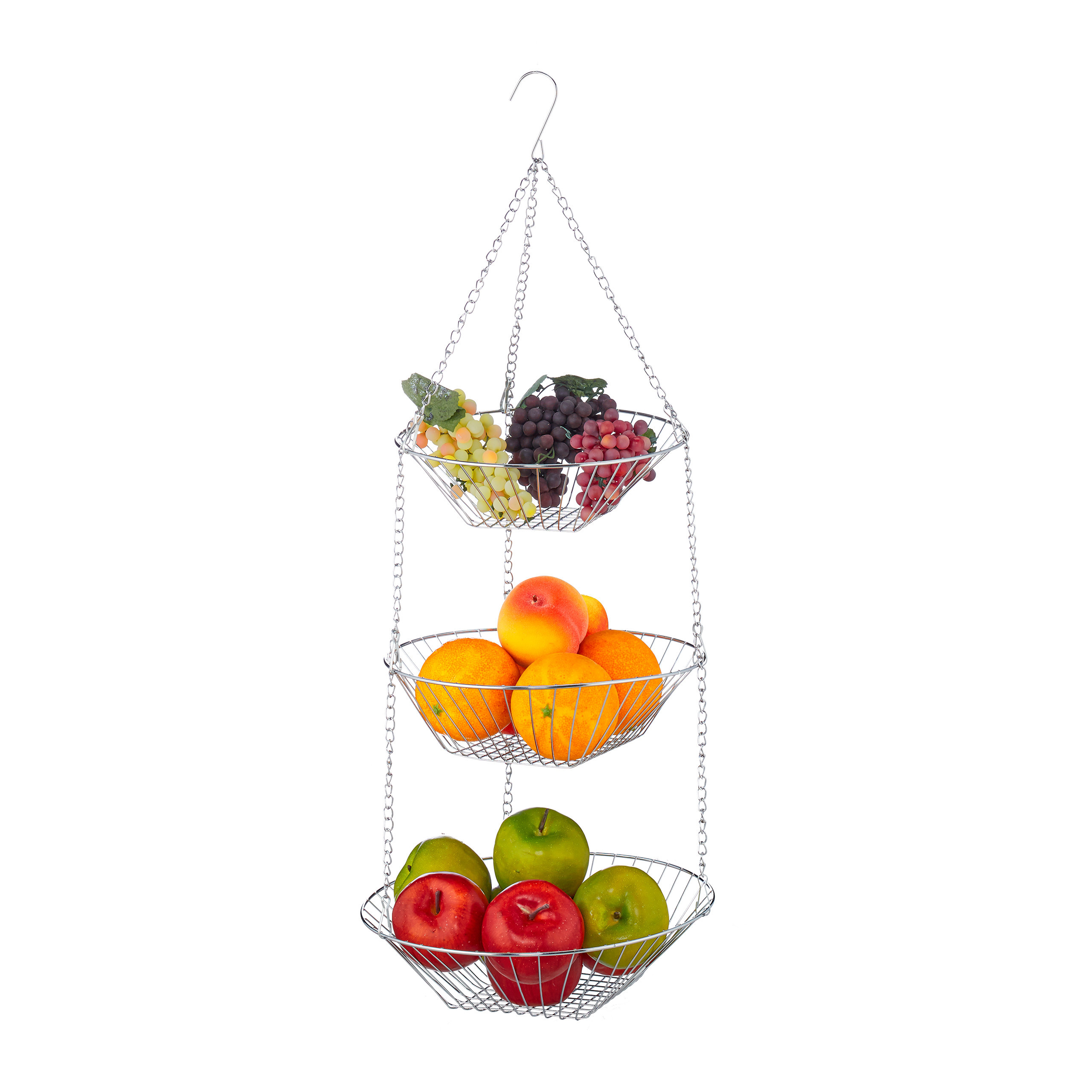 Hanging Basket 3 Tiers In Silvery