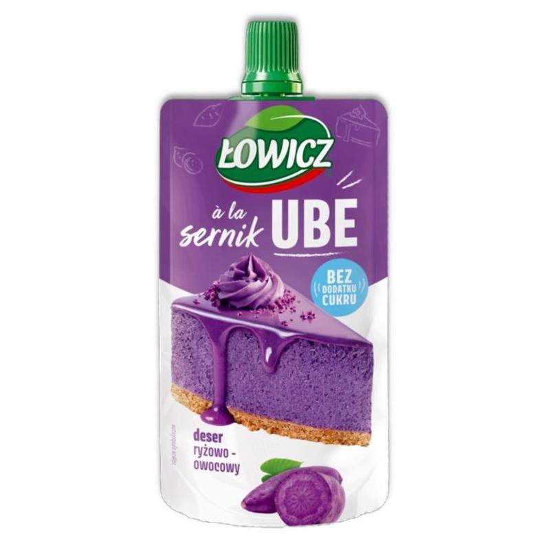 Image of Łowicz Mousse Dessert Rice And Fruit Flavor With Cheesecake And Ube, Sugar-free, 100 G