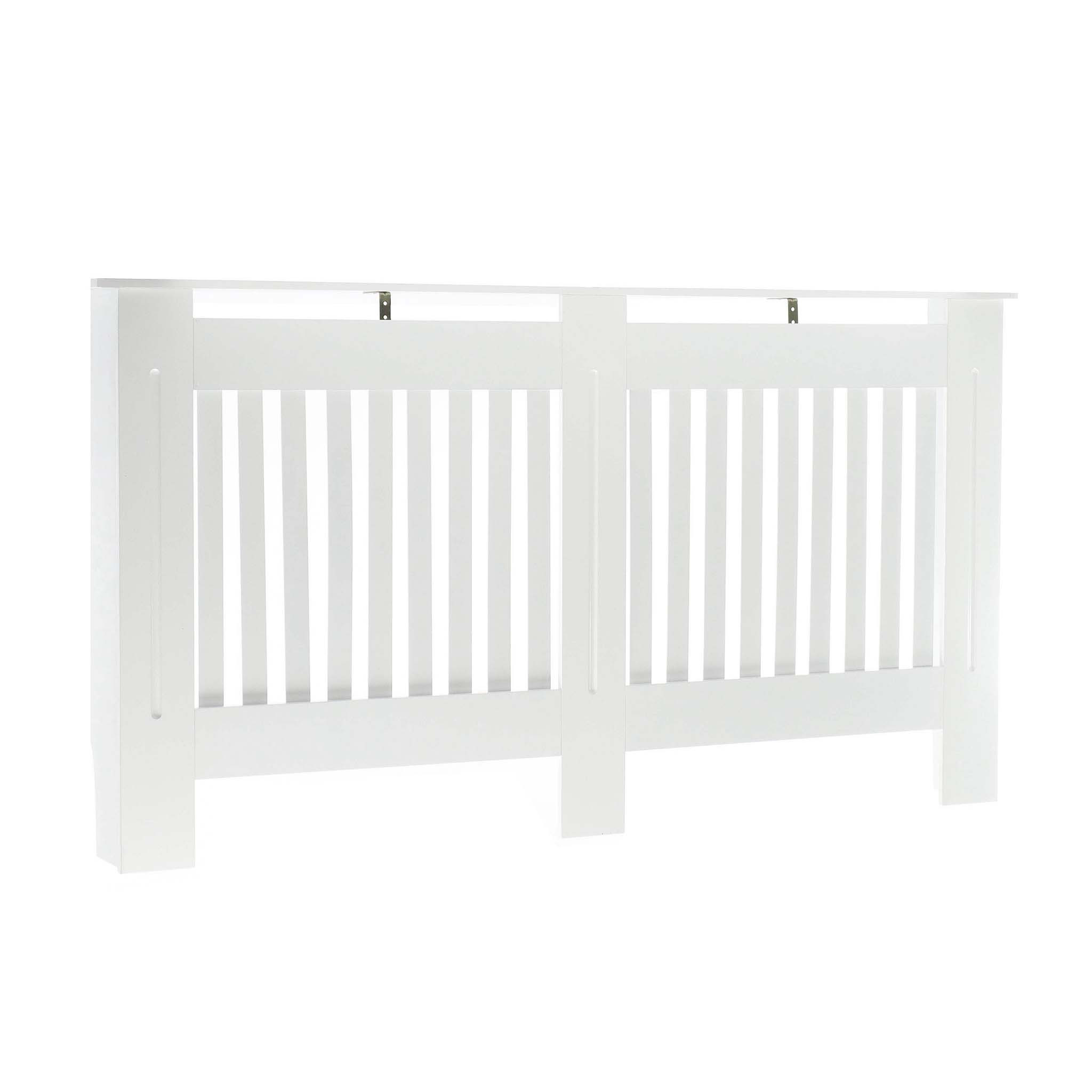 Toboli Radiator Cover White 172 X 19 X 82 Cm, Radiator Of Mdf, Wooden Cover For Radiators In Slatted Design