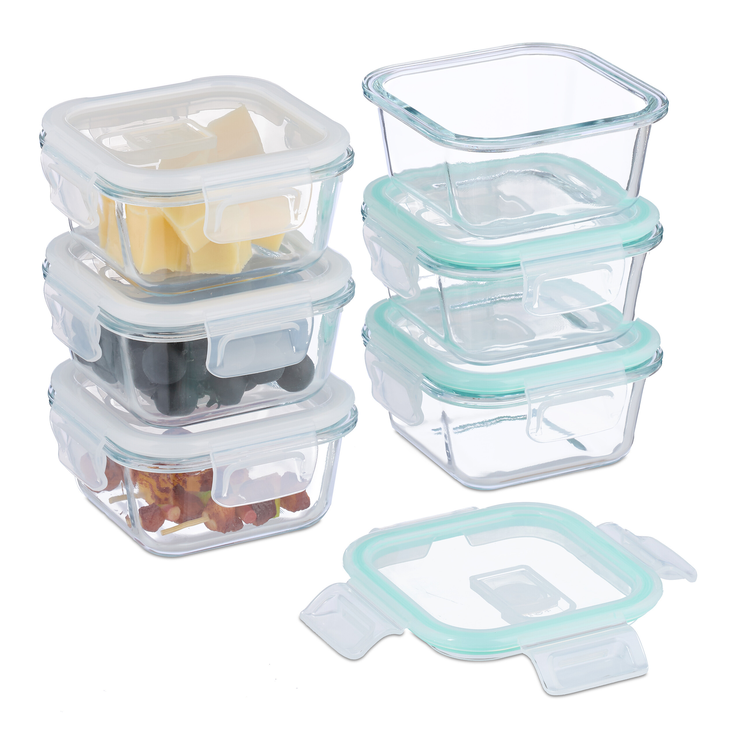6 Transparent Glass Containers With Lids - 320 Ml