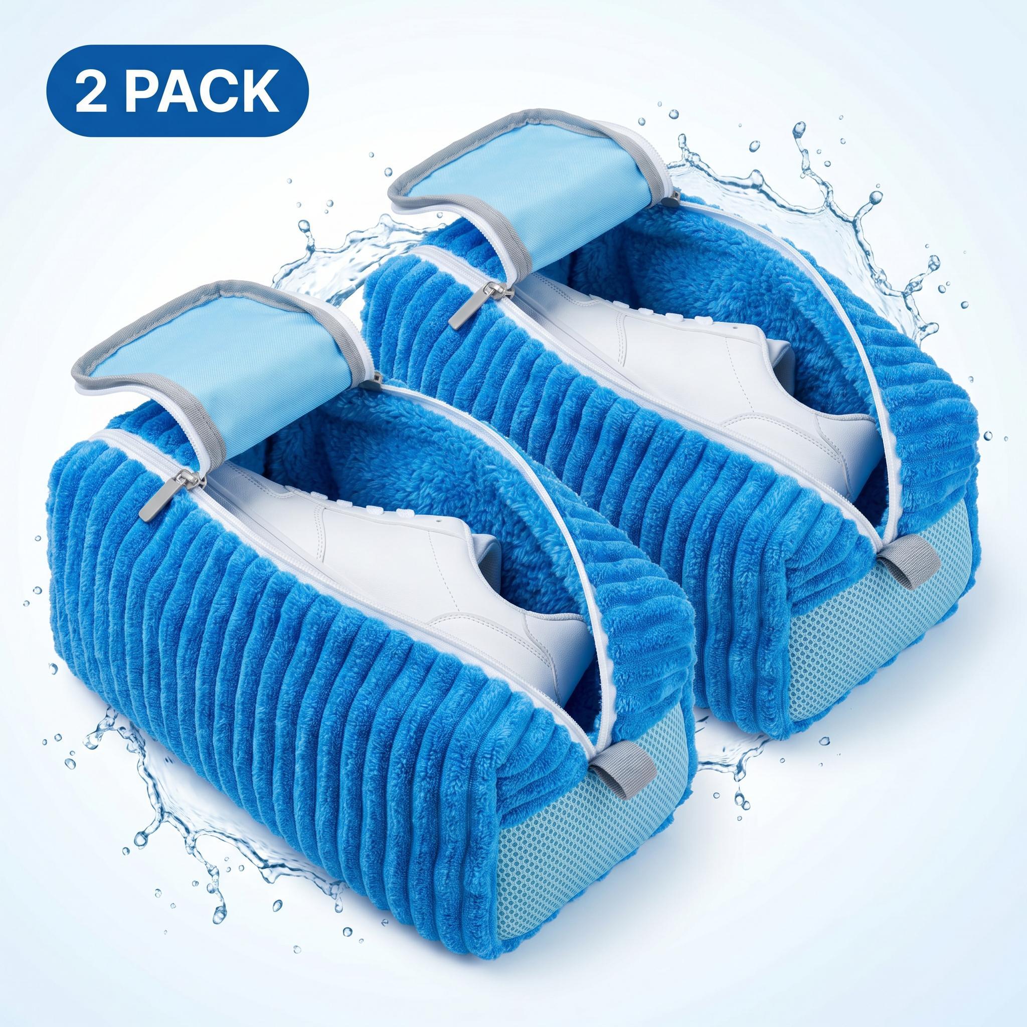 TEMU Sneaker Washing Bag For Washing Machine, 360° Deep-clean Reusable Chenille Fiber Shoe Wash Bag With Zipper, Colour-safe Trainer Cleaning Bag For
