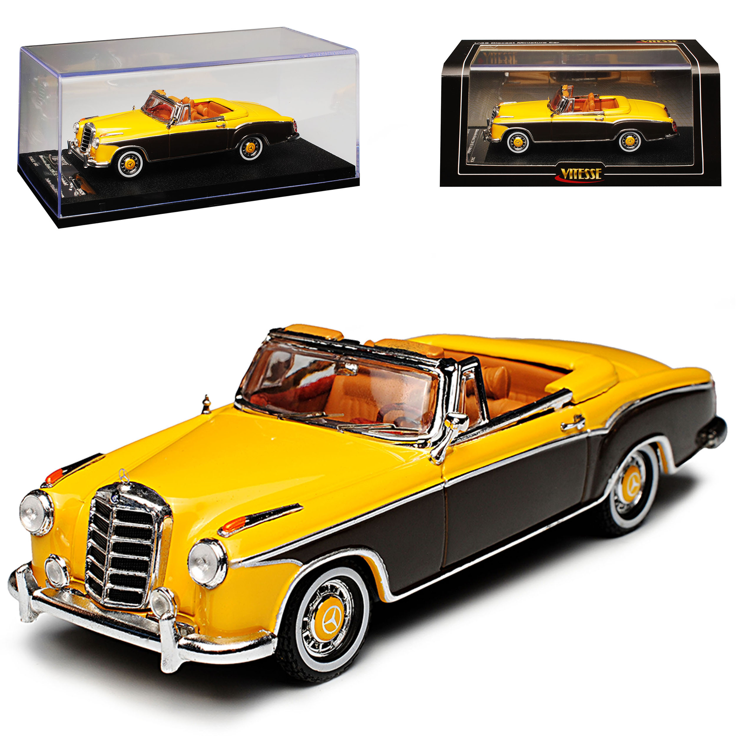Image of Mercedes-benz 220se Yellow Brown Small W128 1954-1960 1/43 Scale Model Car