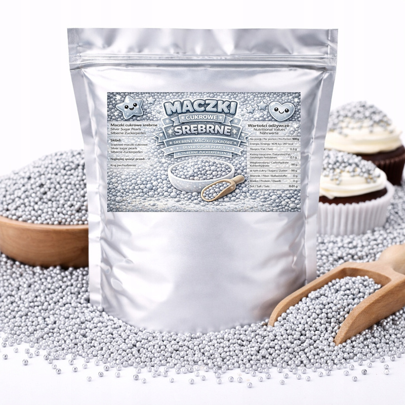 Silver Sugar Sprinkles - Topping For Cakes, Desserts, Waffles, And Pastries 25g