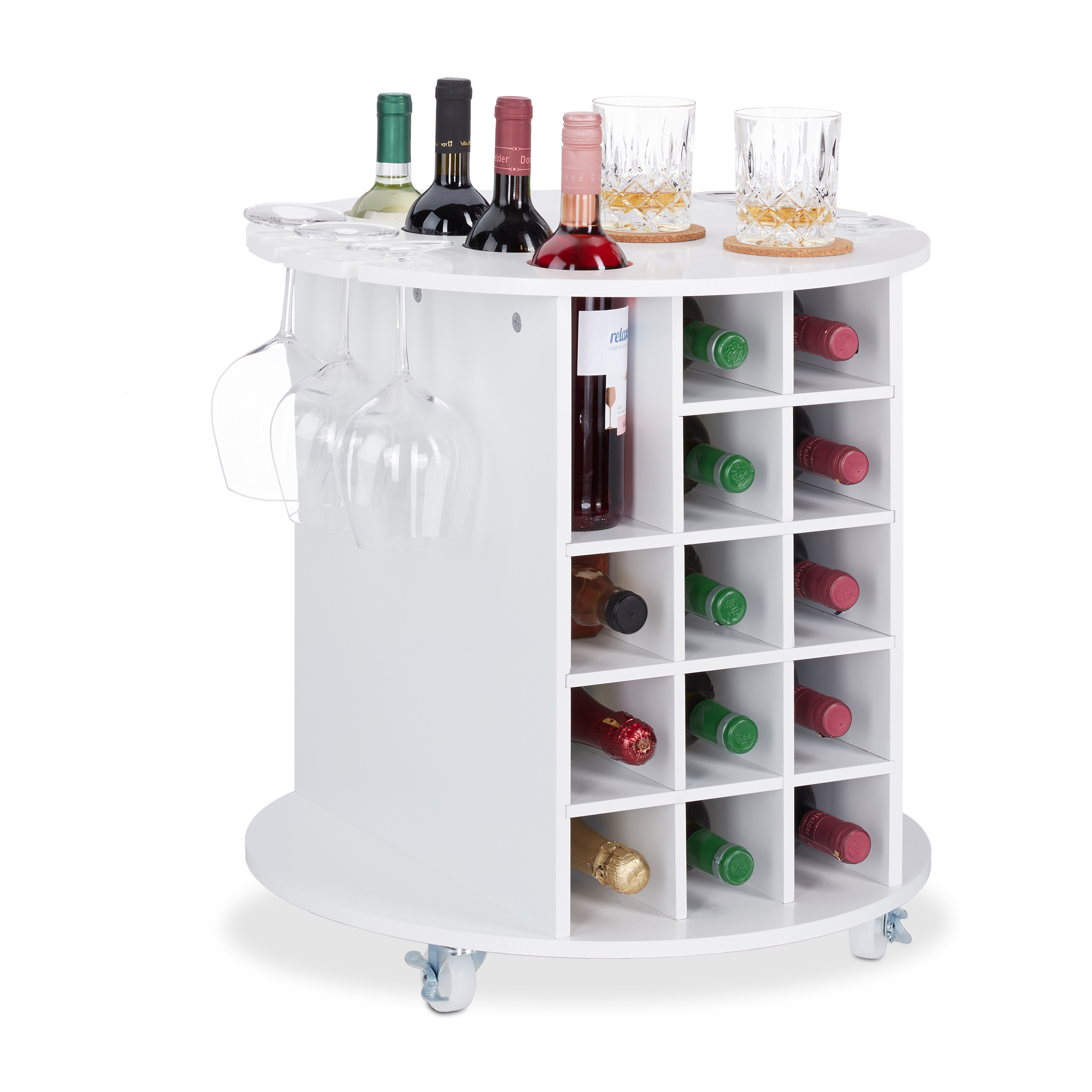 Wine Rack In White - (h)56 X Ø54 Cm