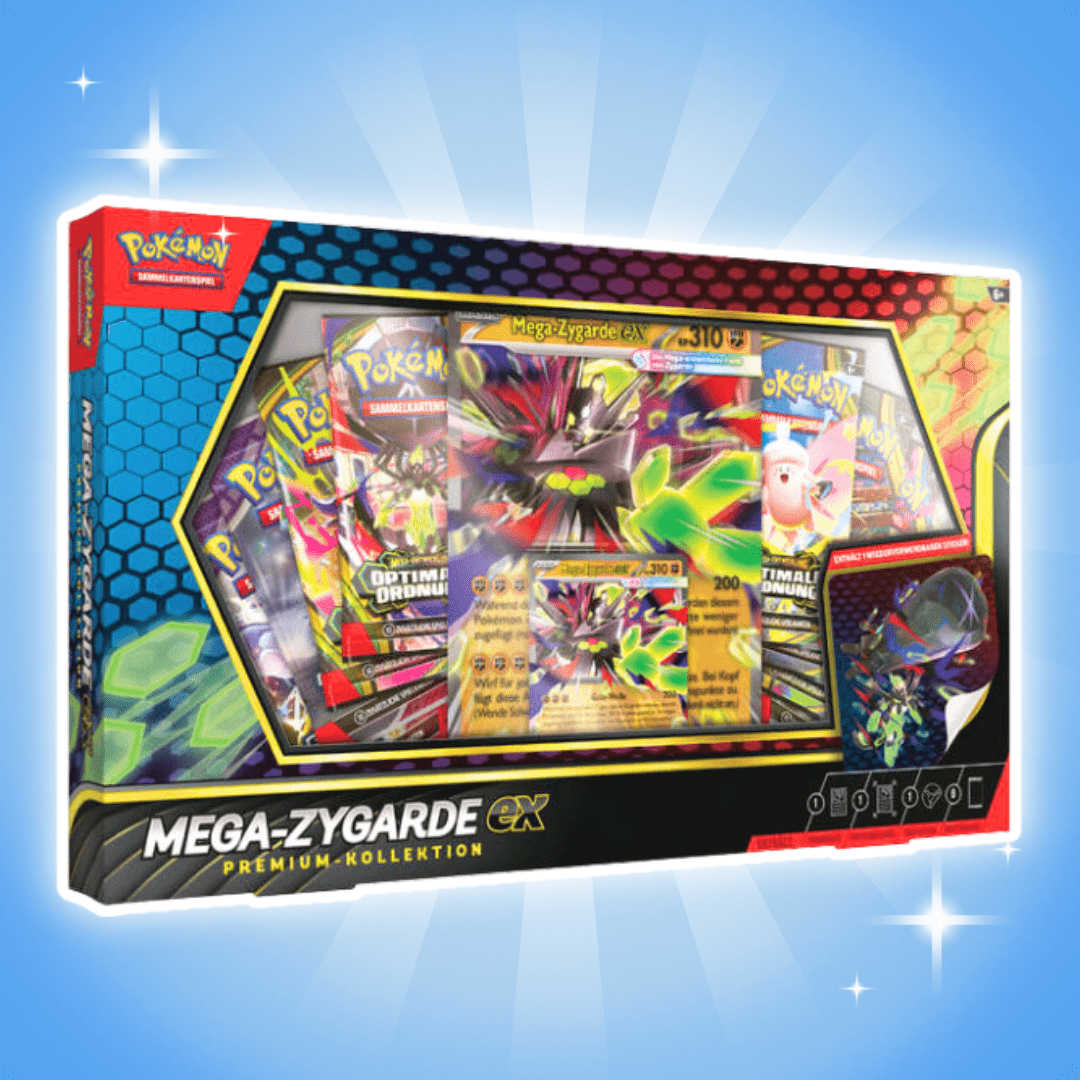 Pokémon Mega- Ex German – 8 Booster Packs, , Wobble Card & Stickers, Tcg Box