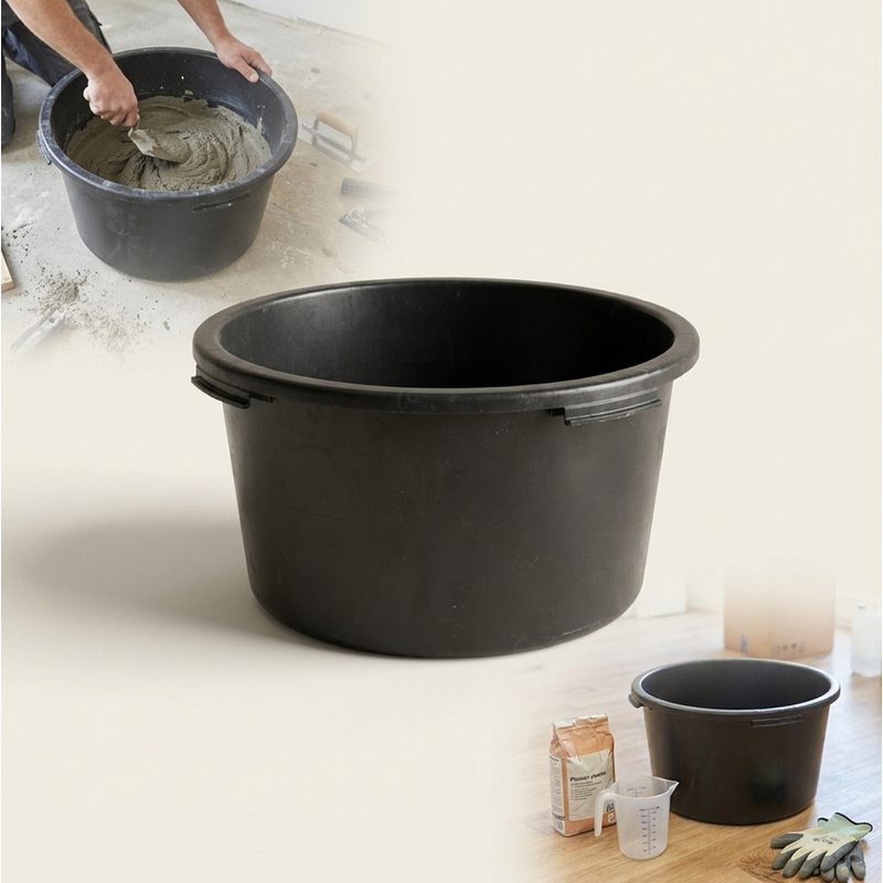 TEMU Seau de chantier rond 40 L, noir – Contenant pour , béton, colle et peinture