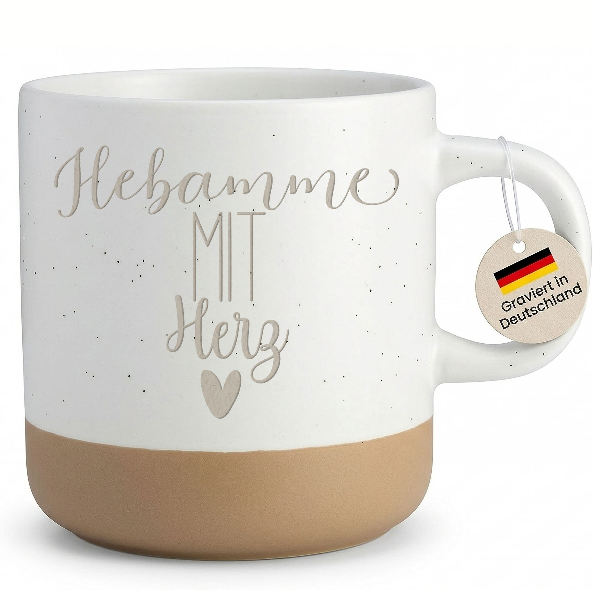Midwife With Heart Engraved Coffee Mug For Midwives, Birth Gift, , , Farewell As Appreciation, Stoneware - Left Handle