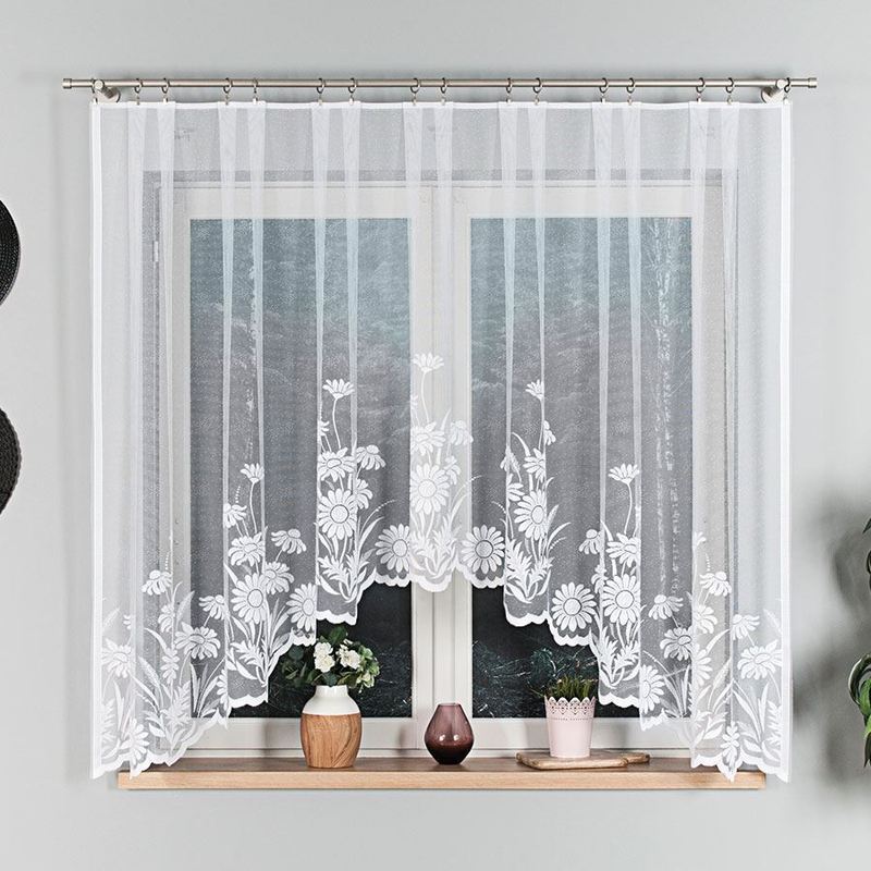 Aralia - White Fringed Curtain With A Bottom Hem - 300x160 Cm - White