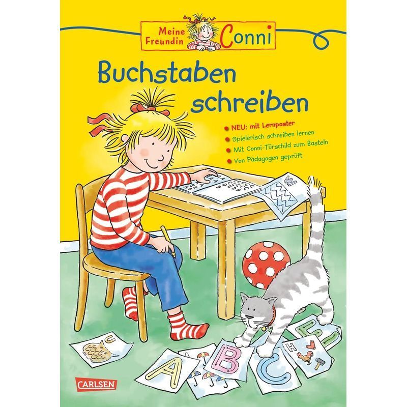 Image of Writing Letters - With Abc Learning Poster As An Extra - Hanna Sörensen - Paperback - Conni Yellow Series (activity Book) - 24 Pages - German - 2016 - Carlsen Verlag Gmbh - Ean 9783551182630