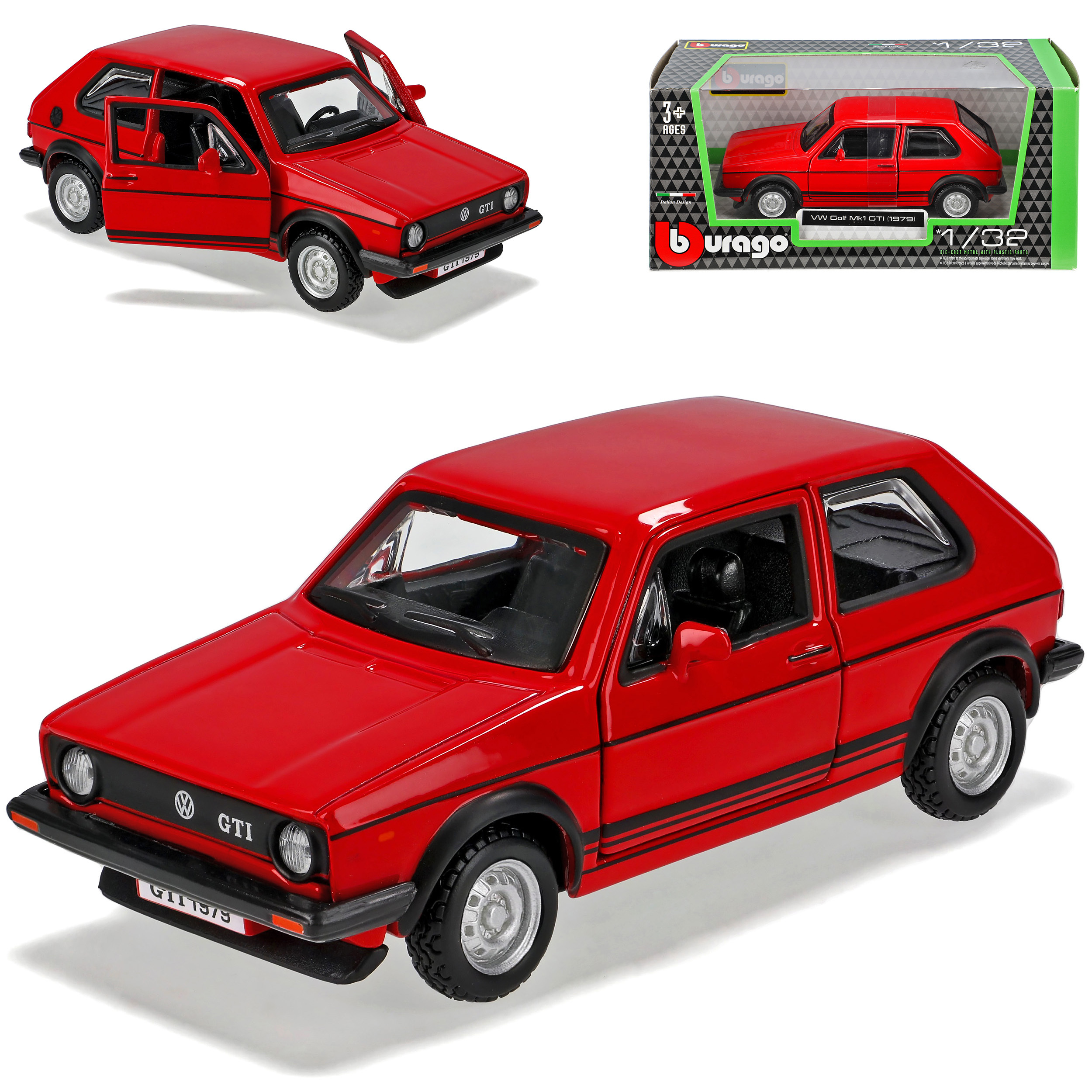 Image of Vw Golf 1 Red 3-door 1974-1983 1/32 Bburago Model Car