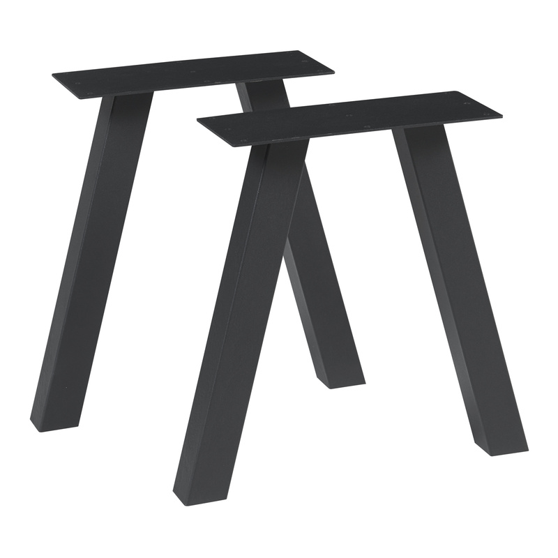 2-piece Table Frame Set 'mariager' For Coffee Table, Bench, And Stool – Steel, 42 X 40 Cm, Black