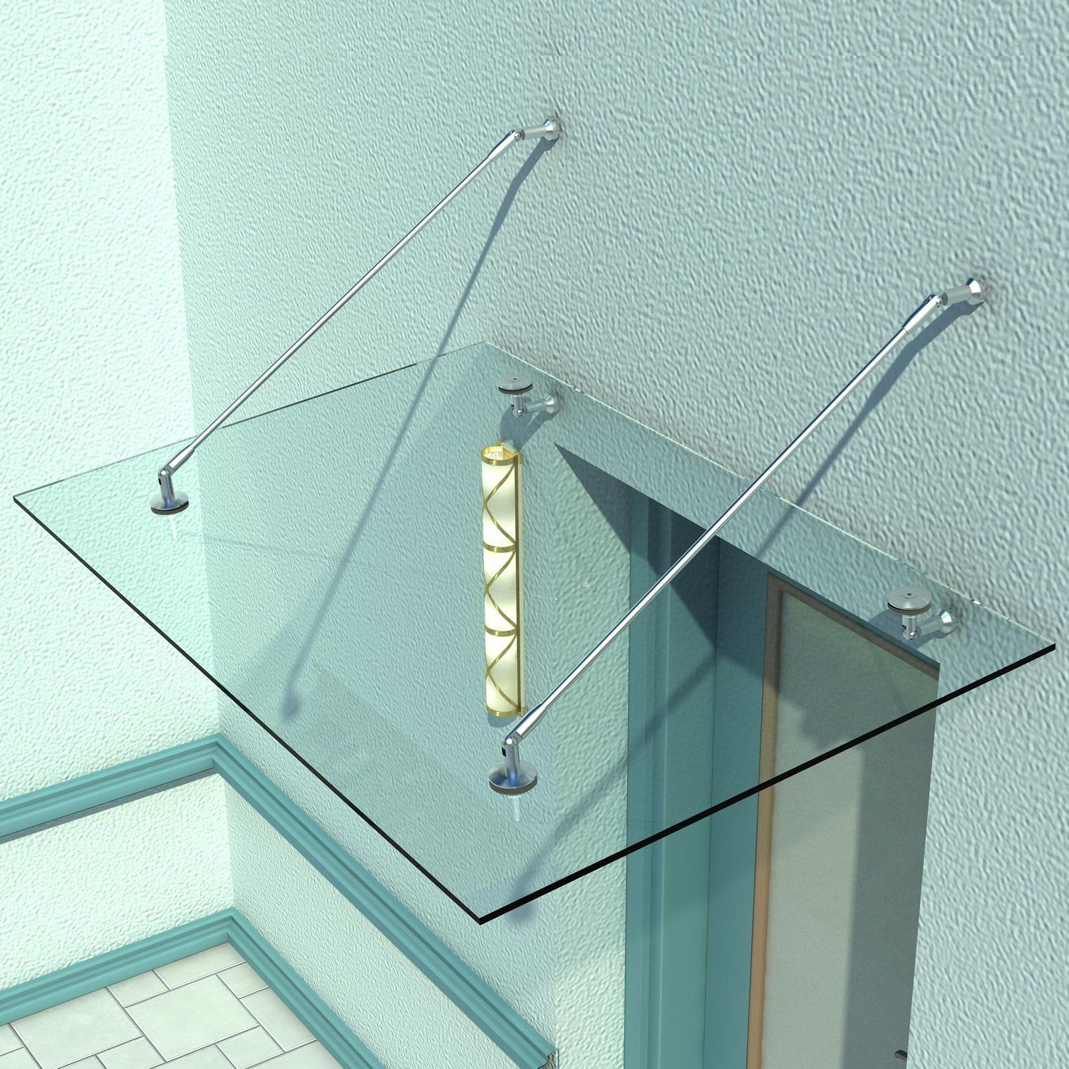 Image of Glass Canopy, Door Canopy, Tempered Glass, 304 Stainless Steel, Clear Glass, 150 X 90 Cm