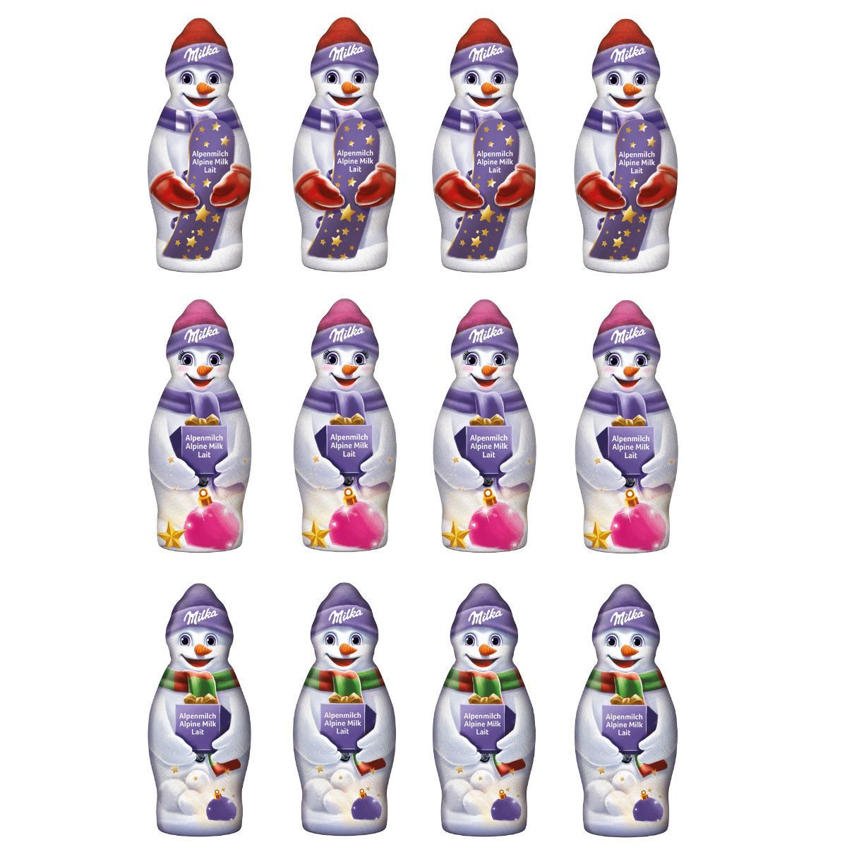 Image of Mondelez Milka Snowman From Alpine Milk Chocolate 50g 12-pack