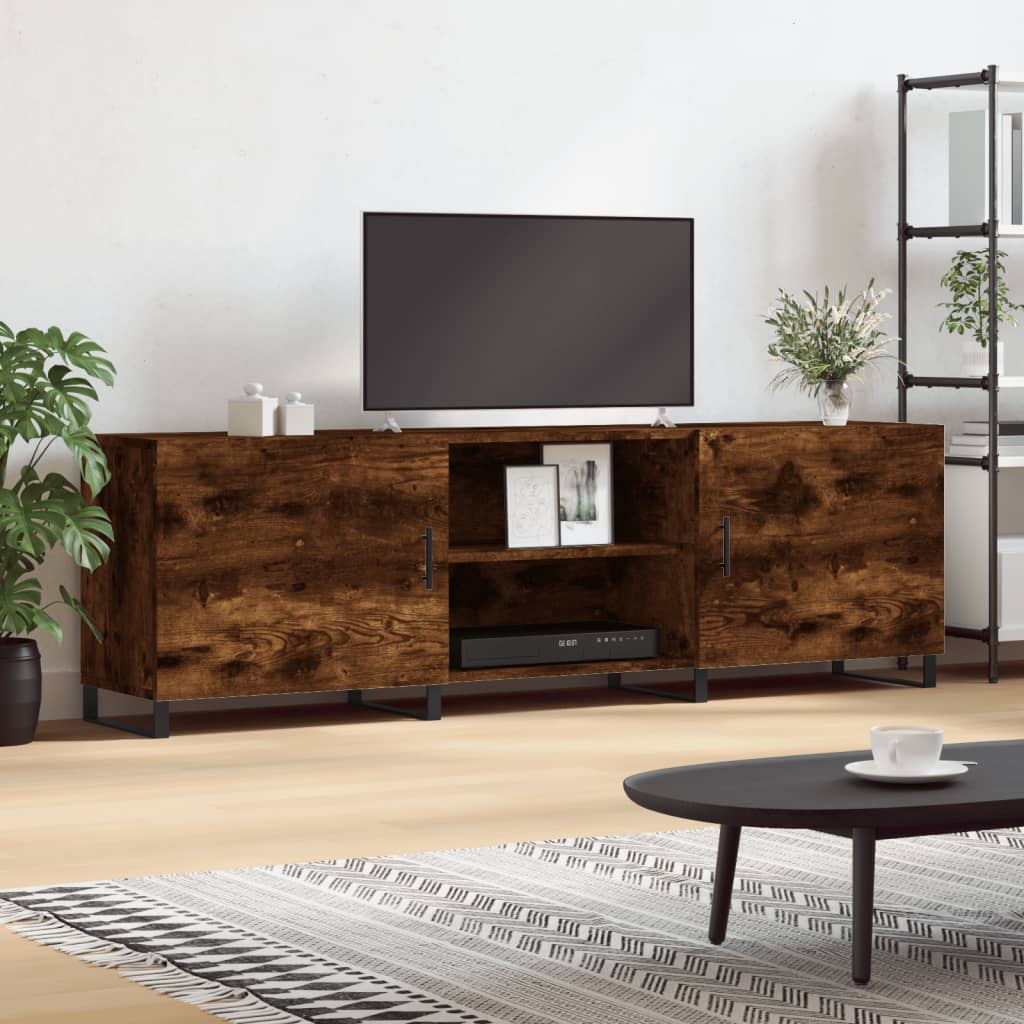 Image of Vidaxl Tv Cabinet Smoked Oak 150x30x50 Cm Wood-based Material