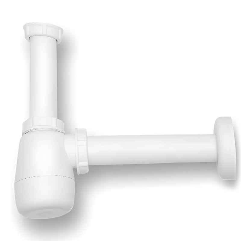 Image of Low Siphon For Washbasin / Bottle Bidet, White Tubular Half-siphon For Washbasin