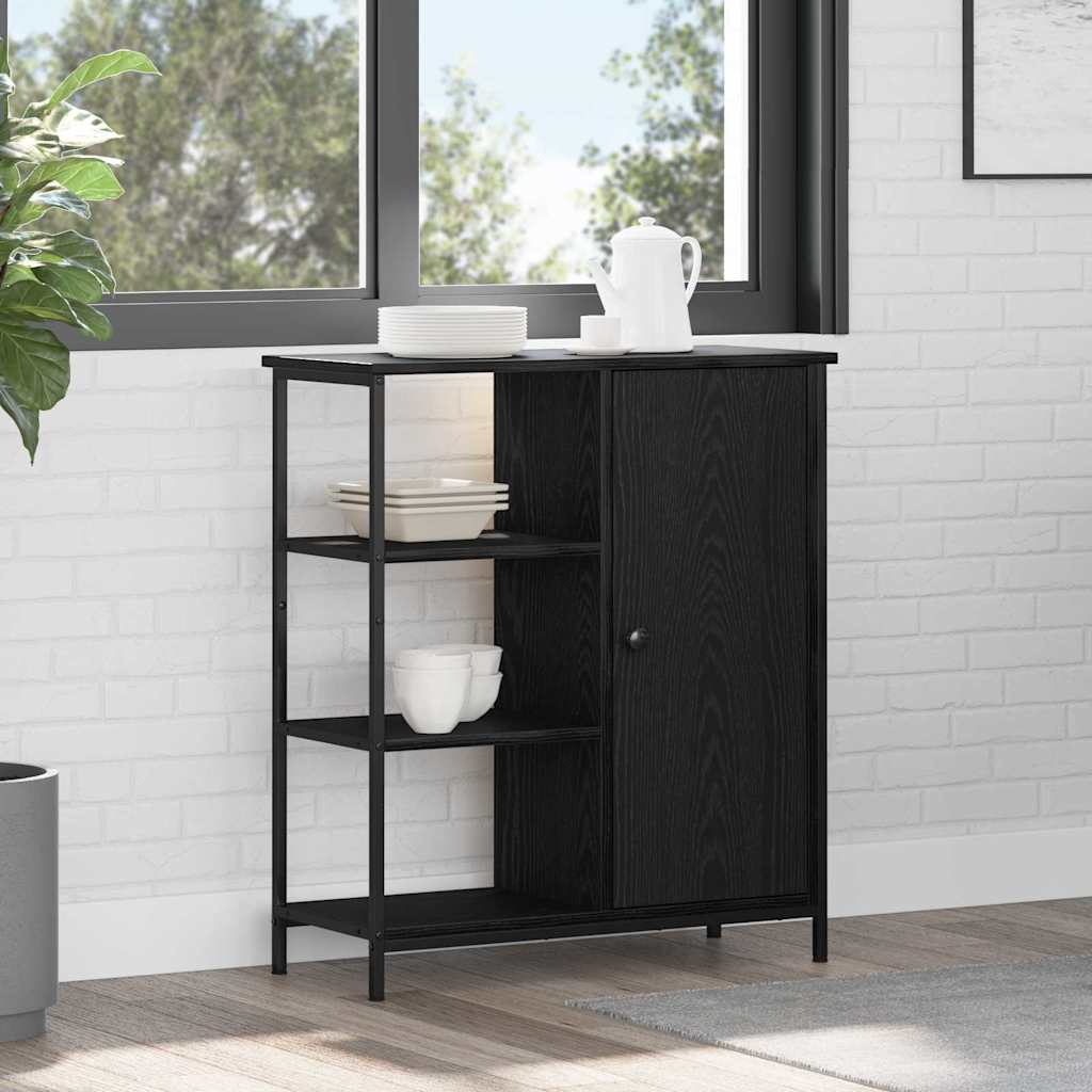 Image of Vidaxl Sideboard Modern Oak Wood Furniture With 3 Shelves For Dining Room And Living Room Stylish Buffet Table Contemporary Design Smooth Surfaces Of Storage Space For Indoors