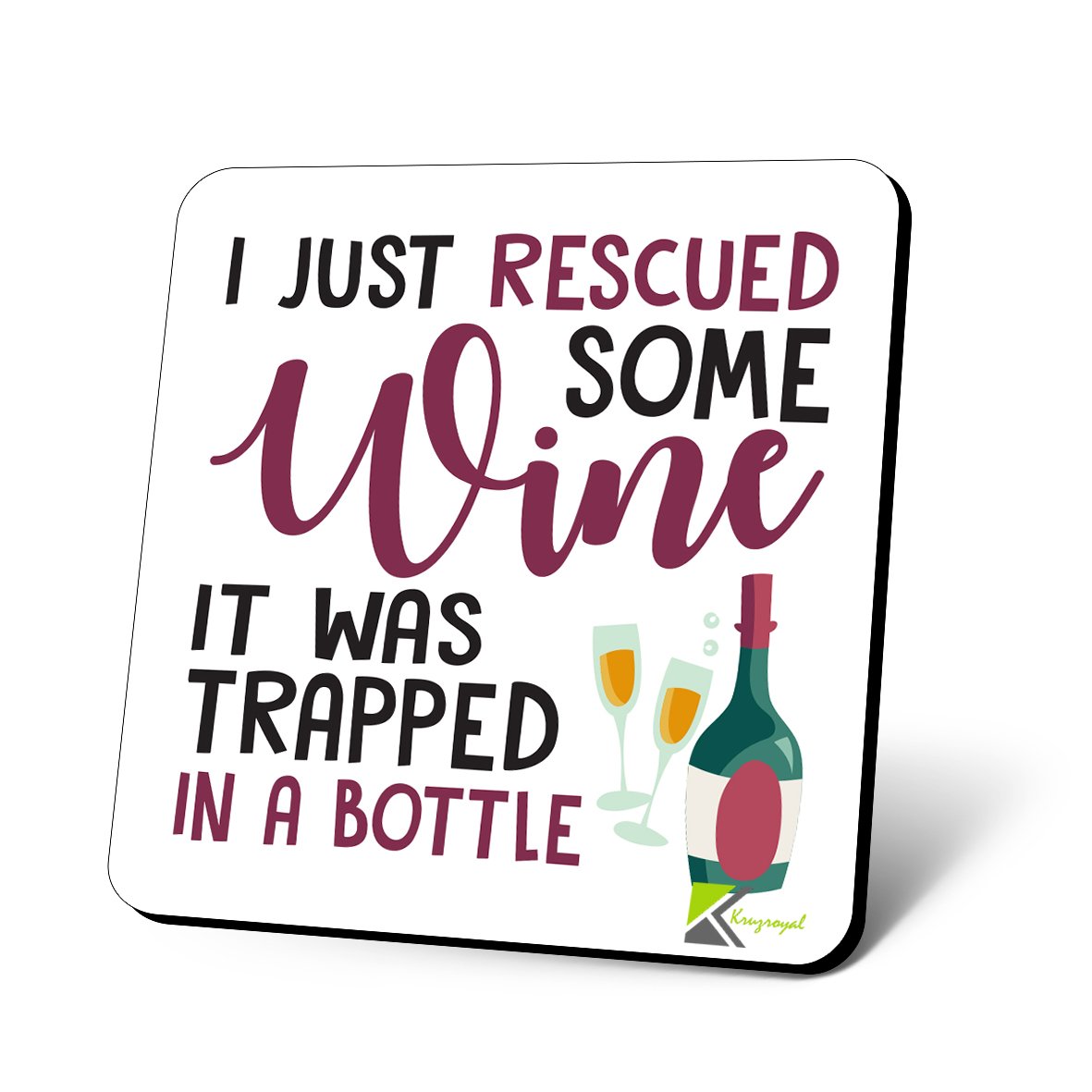 TEMU Some Wine Funny Beverage Joke Wooden Coaster, Glossy Mdf Drink Coaster, Sarcastic Home Bar Decor, Gift For Her, 1pc