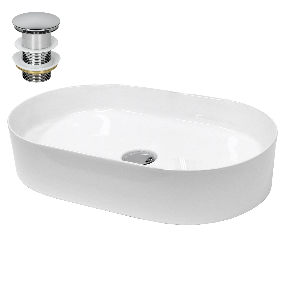 Image of Luxebath Ceramic Sink, Oval, Countertop Sink For Bathroom And Guest Toilet, Countertop Basin In , Washbasin Washbowl Washplace Hand Sink Basin