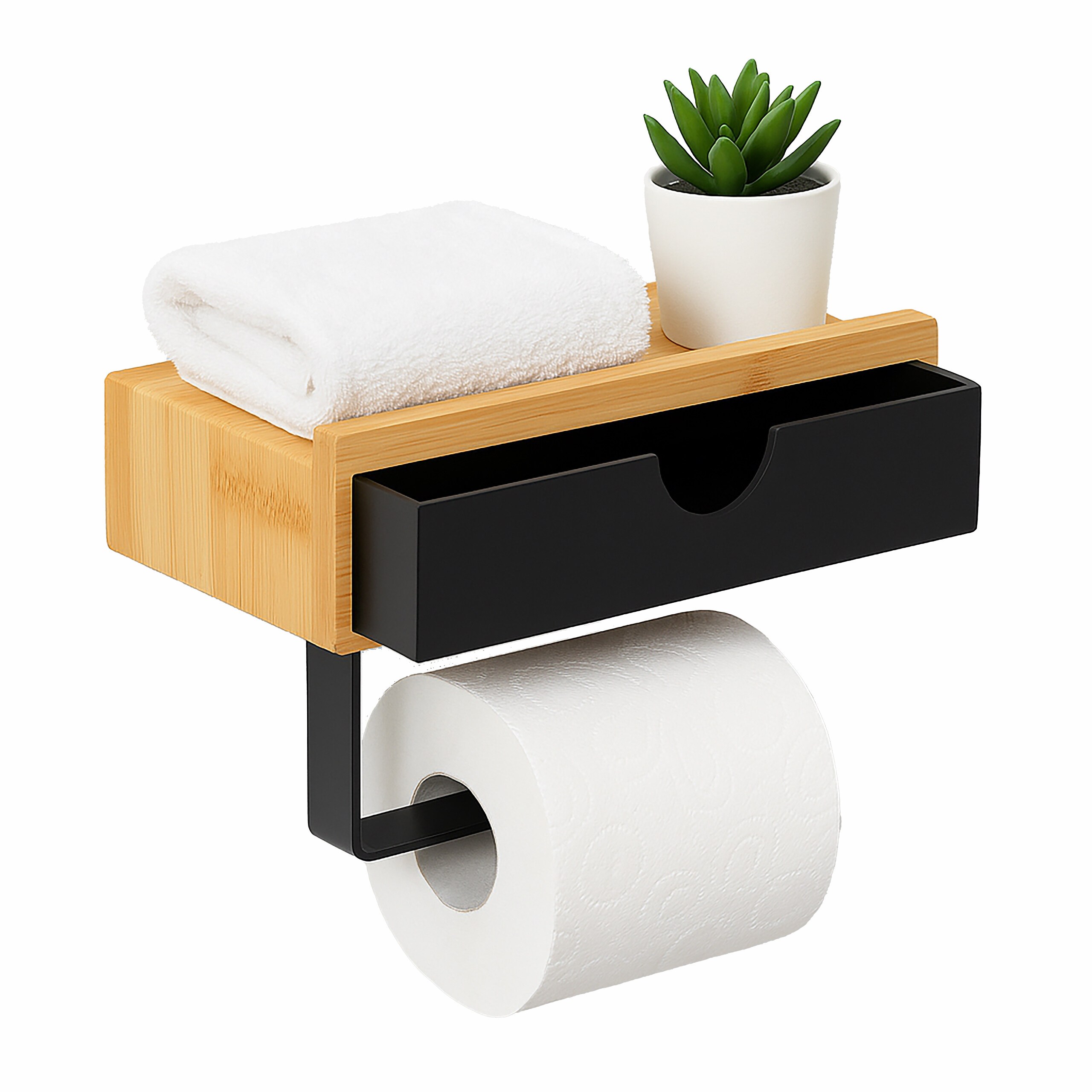 Toilet Paper Holder In Black/natural