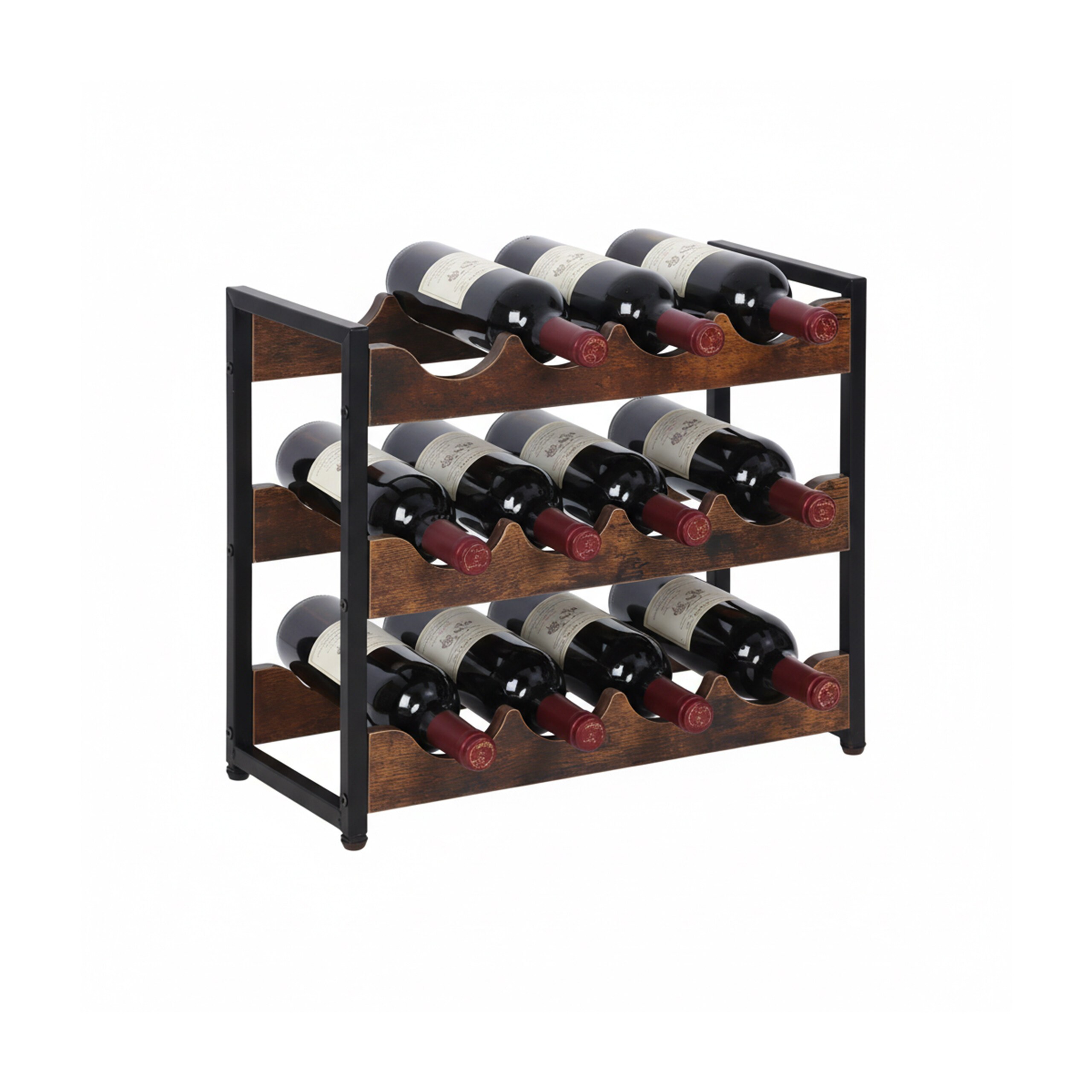 Wine Rack In Brown/black - (w)44.5 X (h)38 X (d)20 Cm