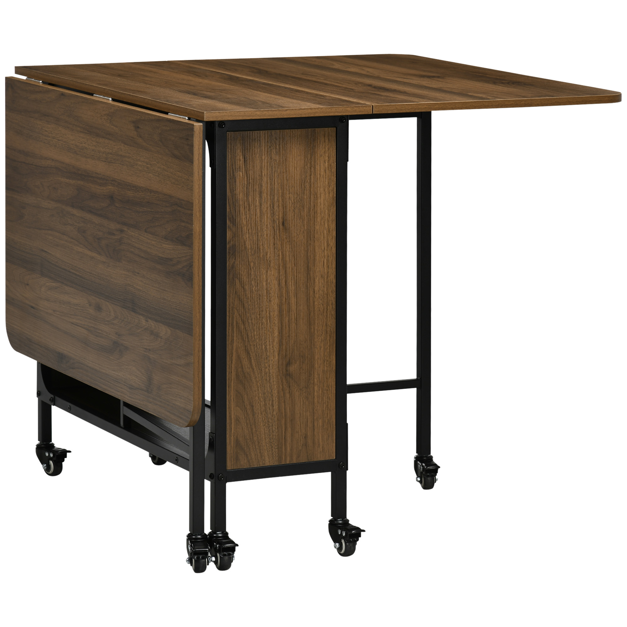 TEMU HOMCOM Mesa Plegable de Comedor Mesa de Cocina Plegable con Ruedas Abatibles y Estante Mesa Plegable para Salón 130x80x74 cm