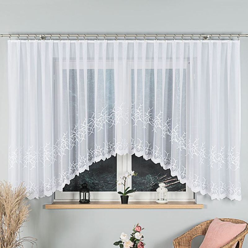 Image of Bakaro - Frill Curtain With A Cut At - 520x160 Cm - White