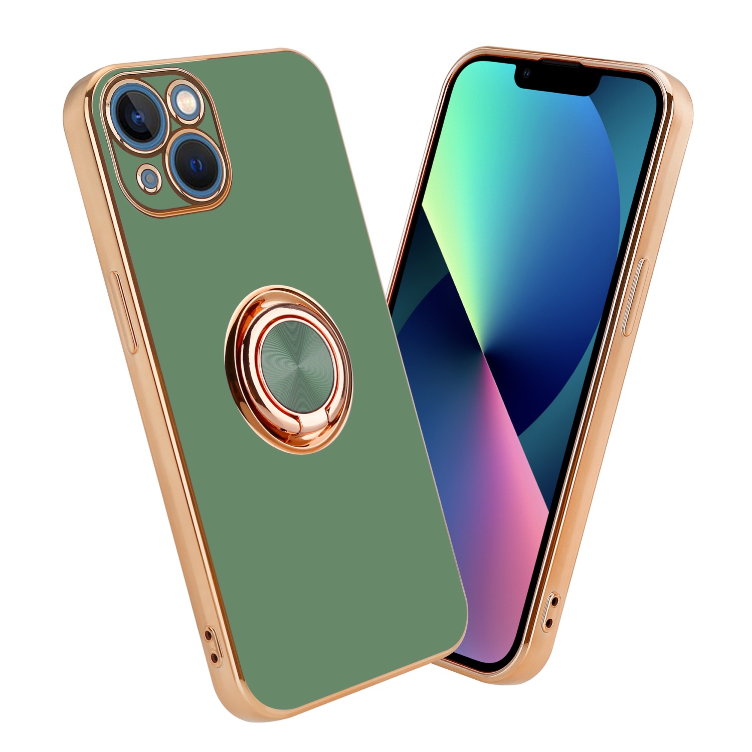 Case Compatible With Iphone 13 Mini With Ring, Protective Case Made Of Flexible Tpu Silicone With Camera Protection And Magnetic Car Holder