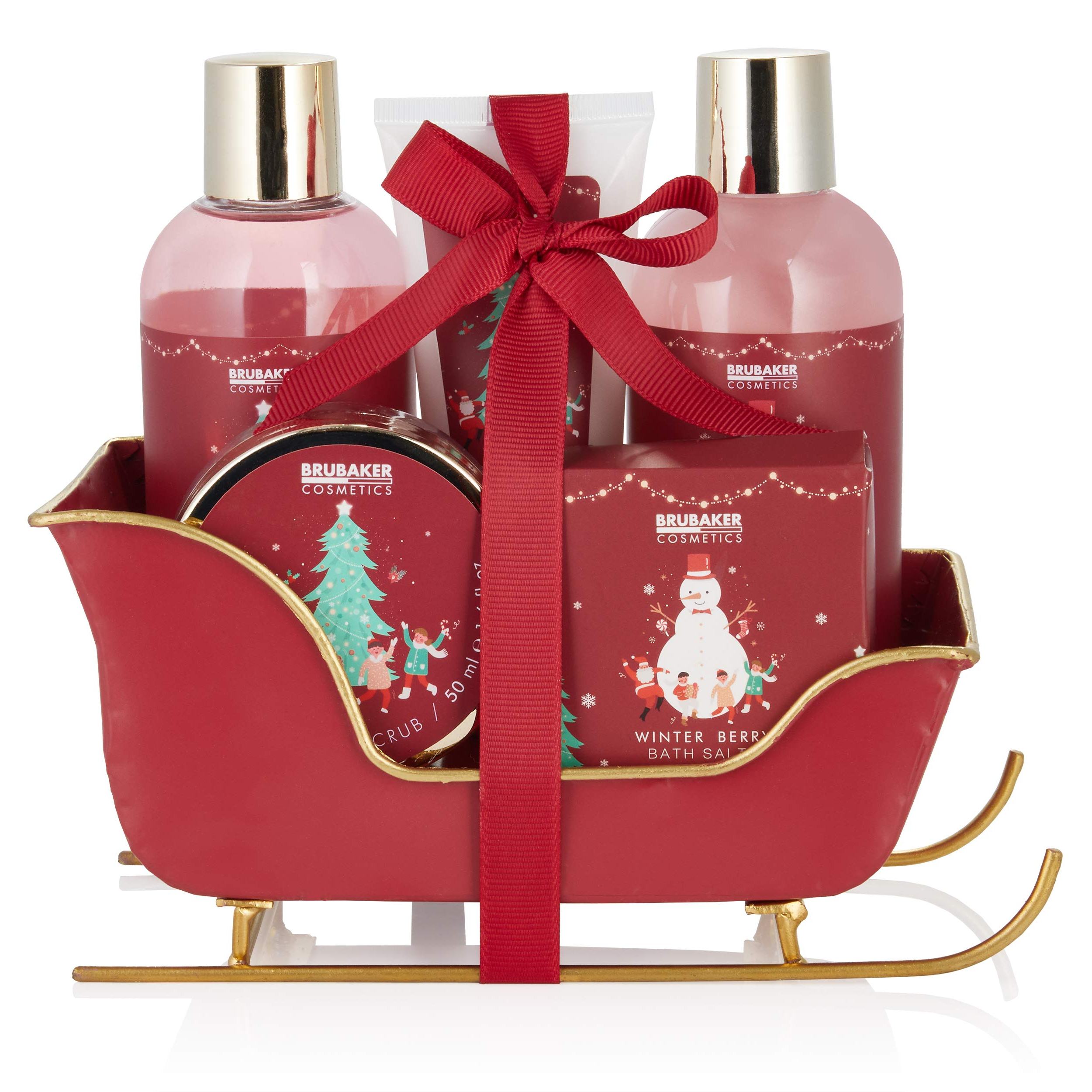 Image of Brubaker Cosmetics Bath And Shower Set Scent - 6pcs Gift Set In A Sleigh Christmas - Christmas Set For Women And Men