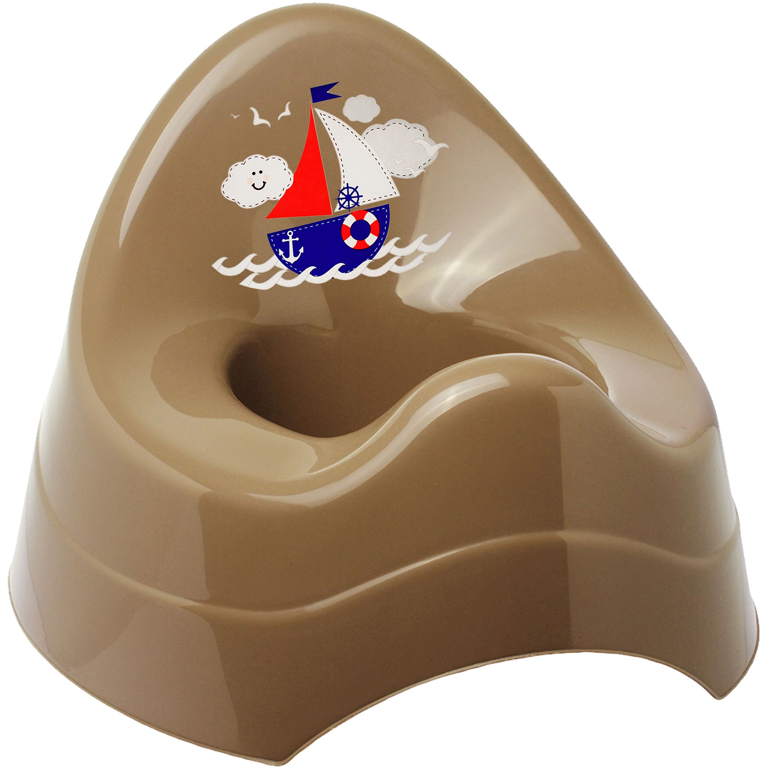Image of / Chamber Pot / Baby Pot - Brown - Dark Brown _ Ship - Boat _ Bieco - With Large Backrest + Splash Guard - Baby Pot / Children' / Training Pot - T..