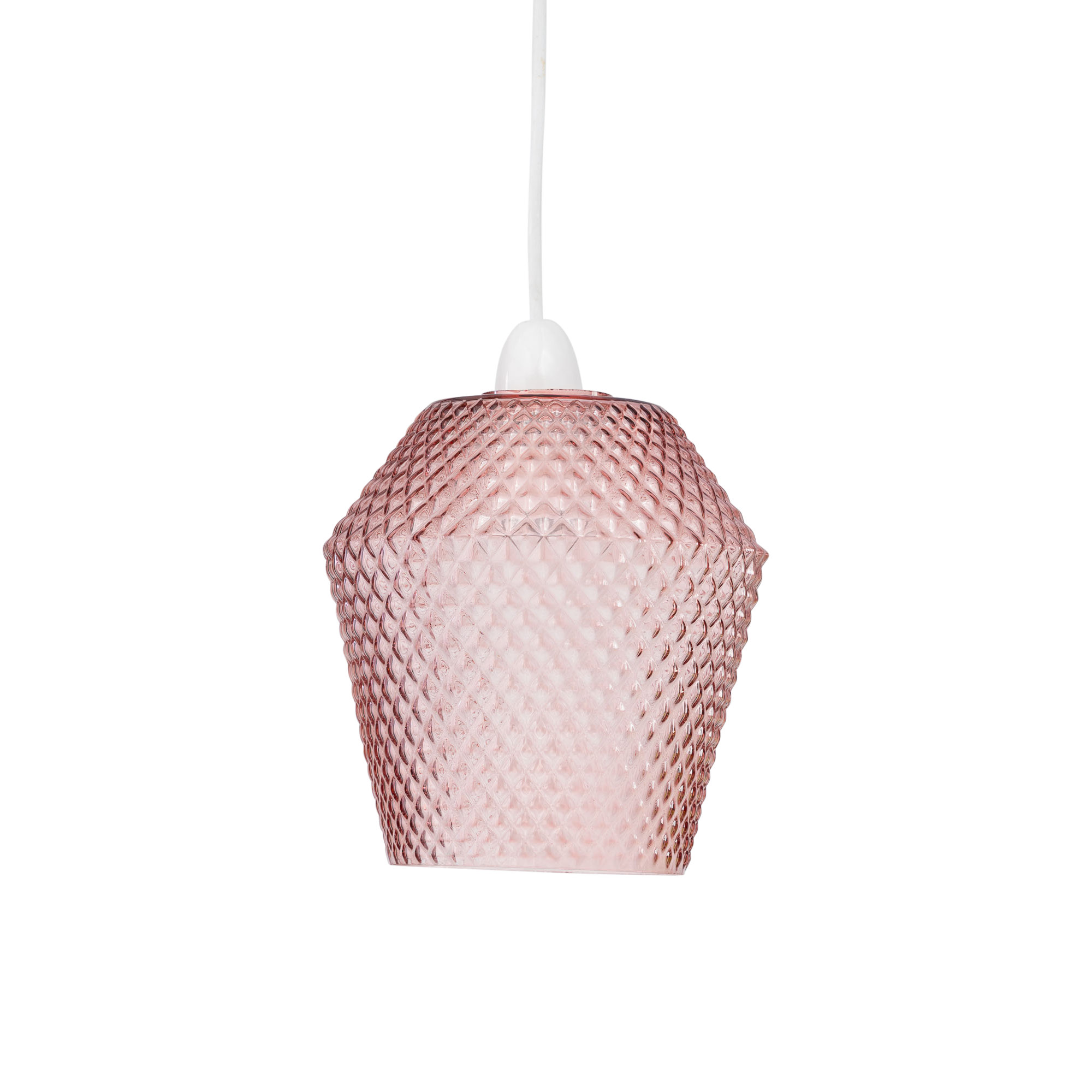 First Choice Lighting Porter - Pink Textured Glass Easy Fit Pendant Shade