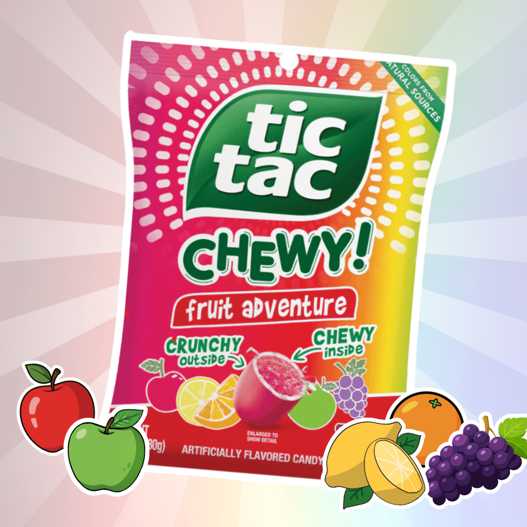 1x Tic Tac Chewy! Fruit Adventure – Fruity Chewable Drops – 1x80g