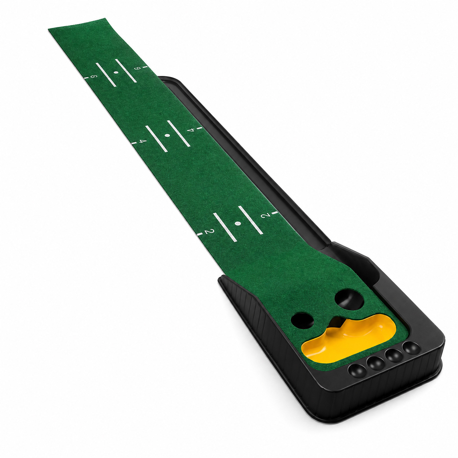 Golf Putting Mat with Automatic Ball Return & Dual-Hole Design