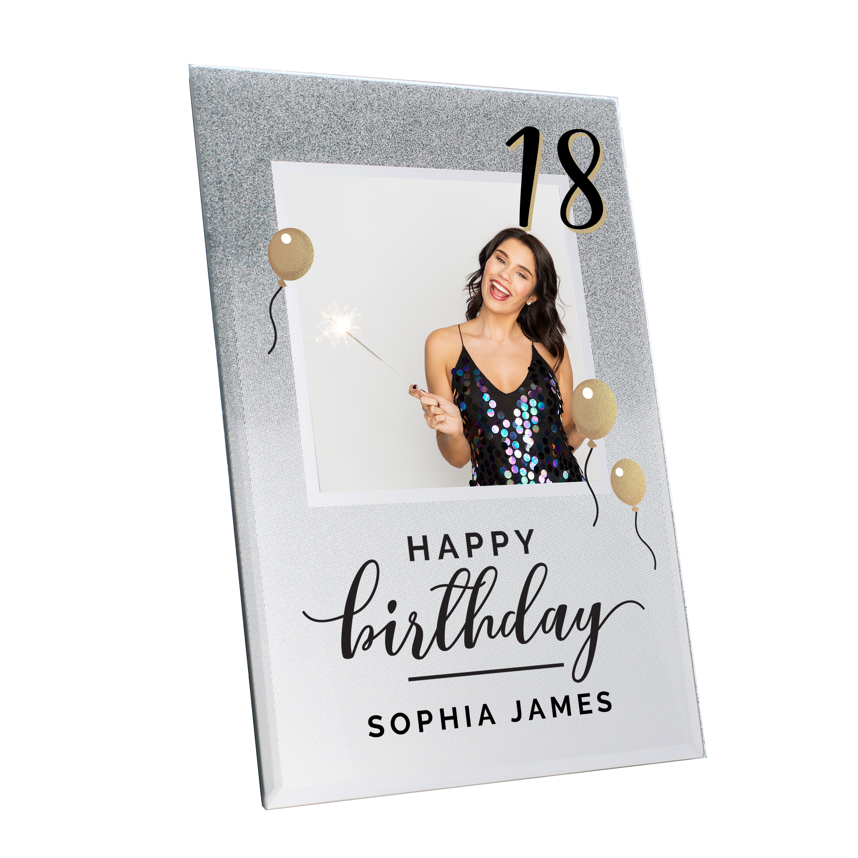 Personalised Birthday Glitter Glass Photo Frame