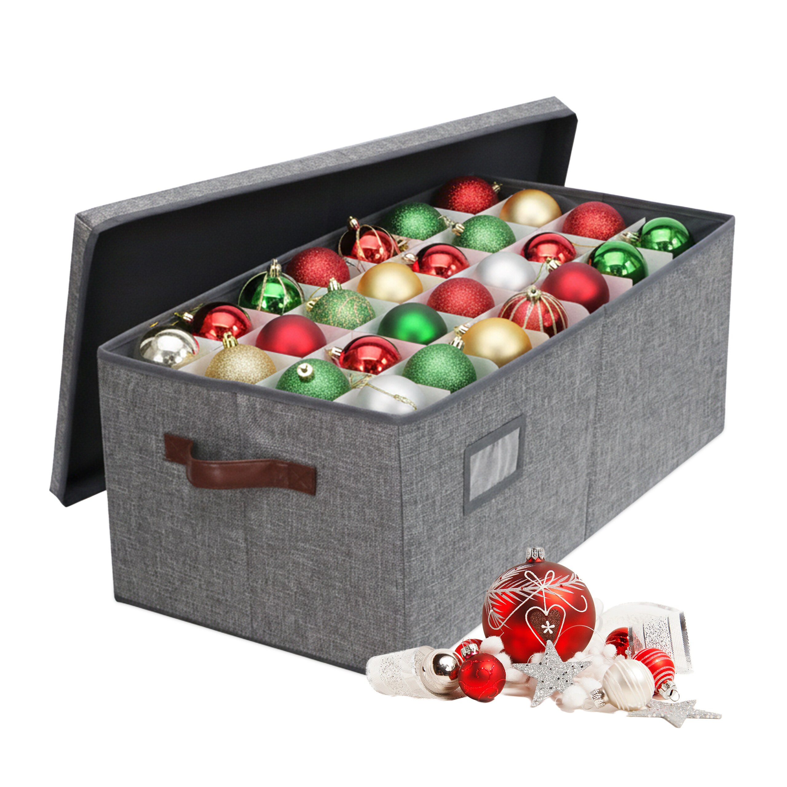 E-shop Weihnachtskugel-Aufbewahrungsbox in Grau - (B)66.5 x (H)26 x (T)33 cm