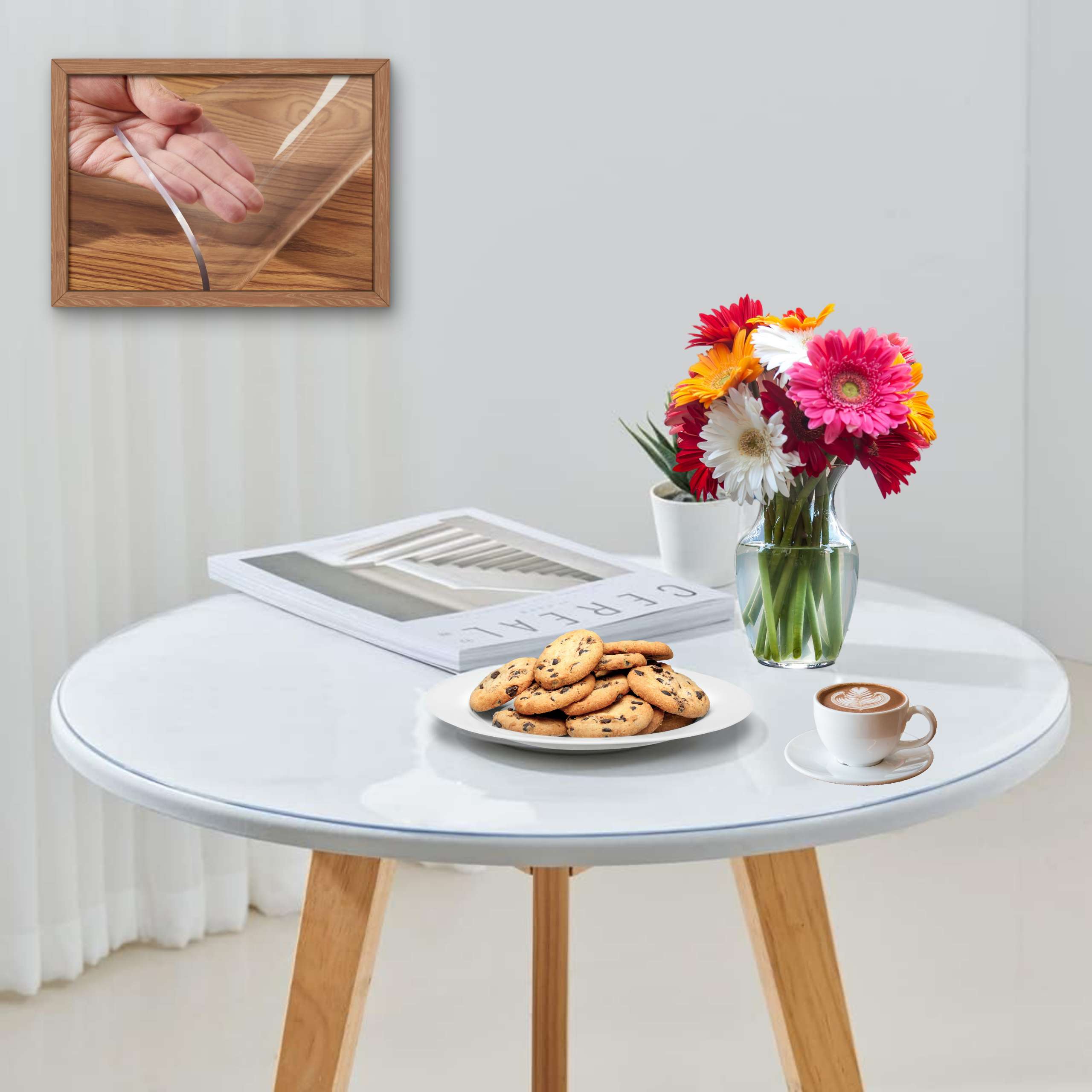E-shop Artwelt Tischdecke Transparent Rund 2.0mm Tischfolie für Runde Tische Durchmesser 105cm