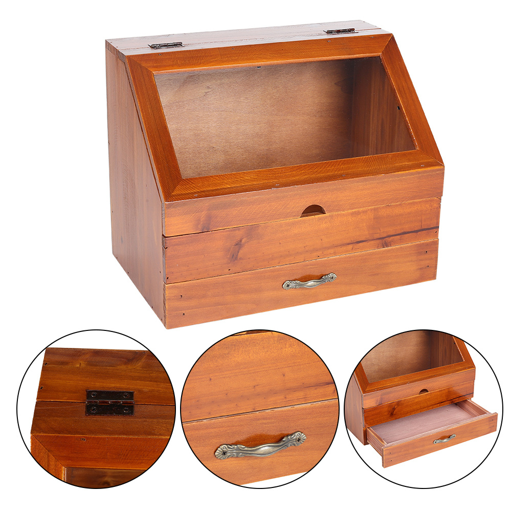 Retro Brown Solid Wood Display Storage Box