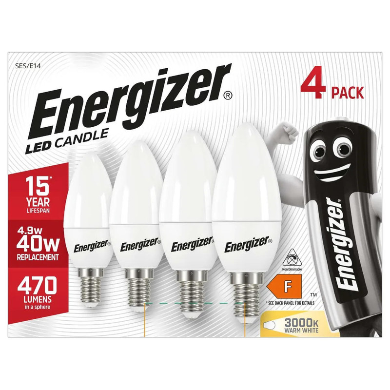 Energizer - led ses (E14) Opal Candle Non-Dimmable Bulb, Warm White 470 lm 5.9W, p