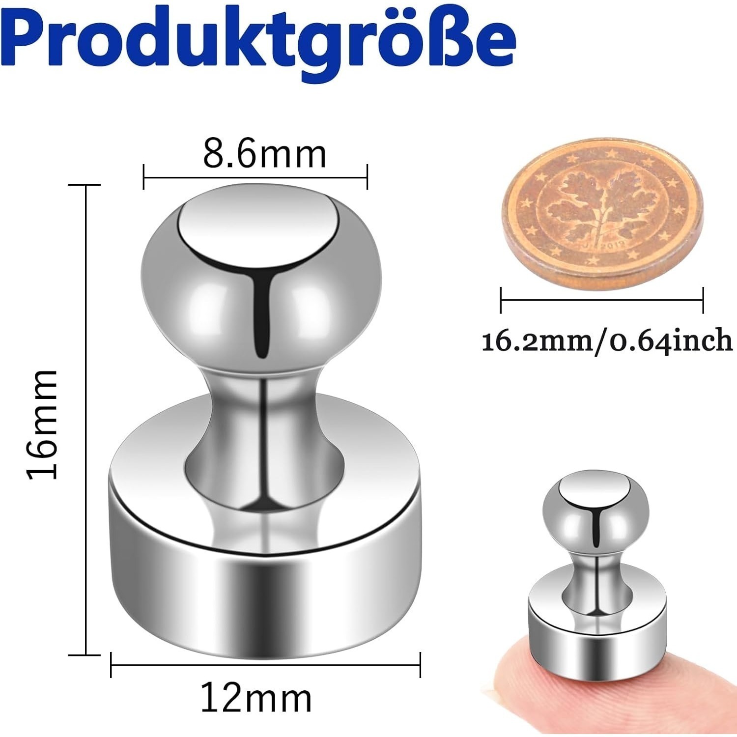 E-shop 56-teiliges Set mit Pins, 12 mm x 16 mm, kleine Pins für Whiteboards, Kühlschränke, Anschlagtafeln, Büros