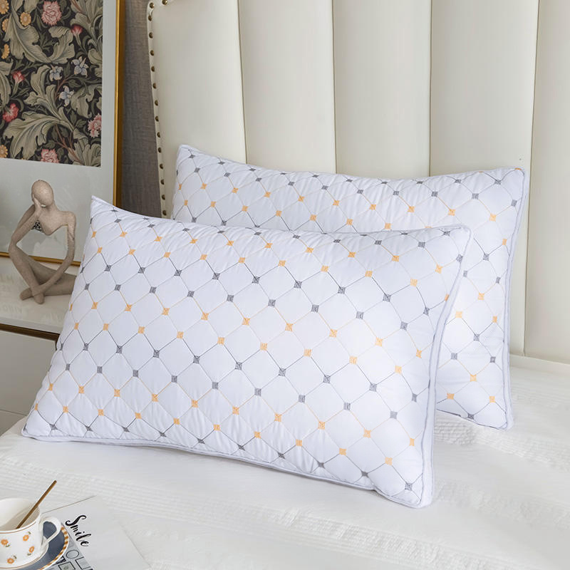 2-Pack Hotel Quality White Double-Border Pillow Insert (74x48cm) | 1000g Premium Polyester Fill for Luxurious Bed Decor, Starry Embroidered Pattern, Zips Closure, Comfortable & Breathable Home Sleep Pillows for Side/Back/Stomach Sleeper, 74*48cm