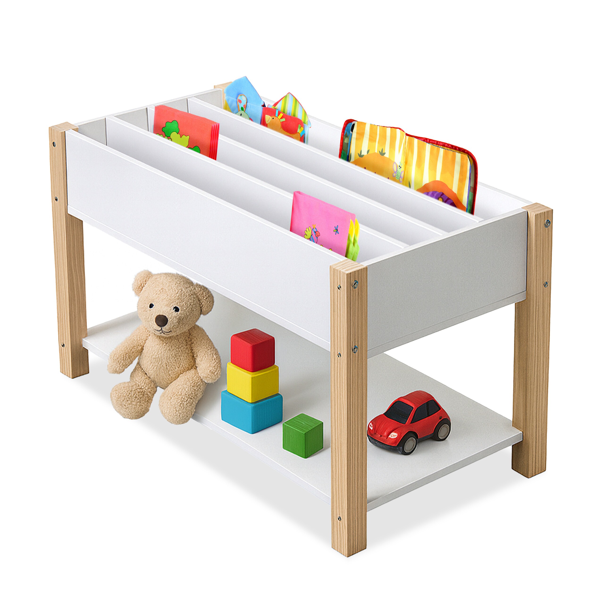 Children's Bookshelf In White/natural – (w)80 X (h)44 X (d)40 Cm